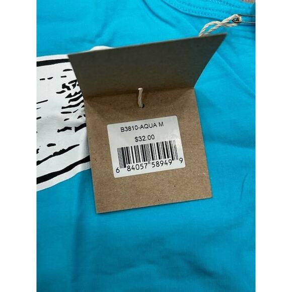 NWT VastLife Mens Yogi Fro Graphic Logo Tee Tank Top Scoop Neck Aqua Blue Size M - Picture 9 of 11